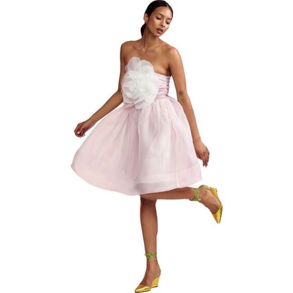 Anthropologie CYNTHIA ROWLEY Women's Organza Flower Strapless/ size 2 - Picture 1 of 15